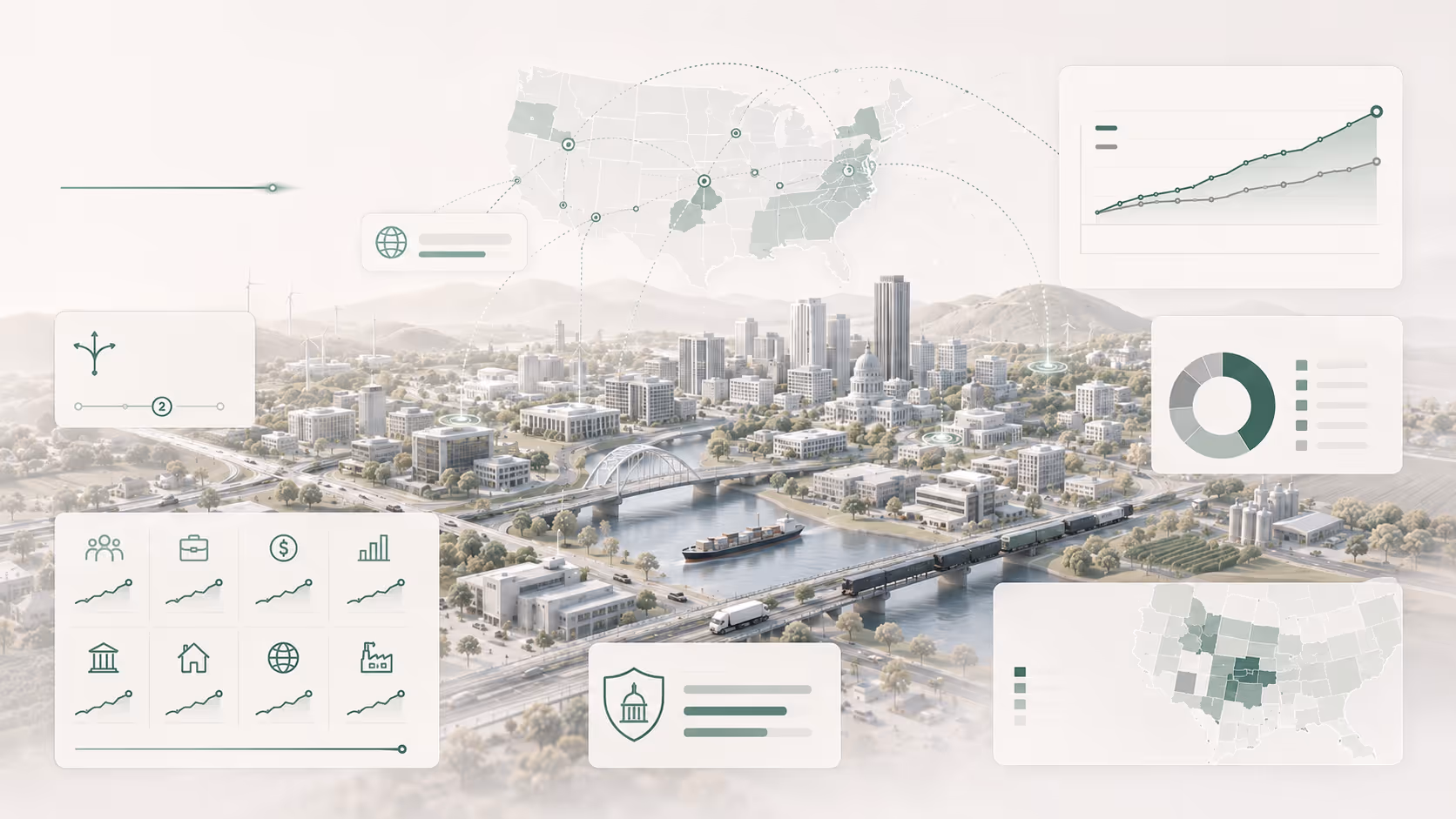 PI+ dashboard showing employment, output, and key economic indicators